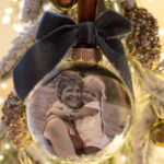 DIY Glass Photo Ornament personalized with glitter accents