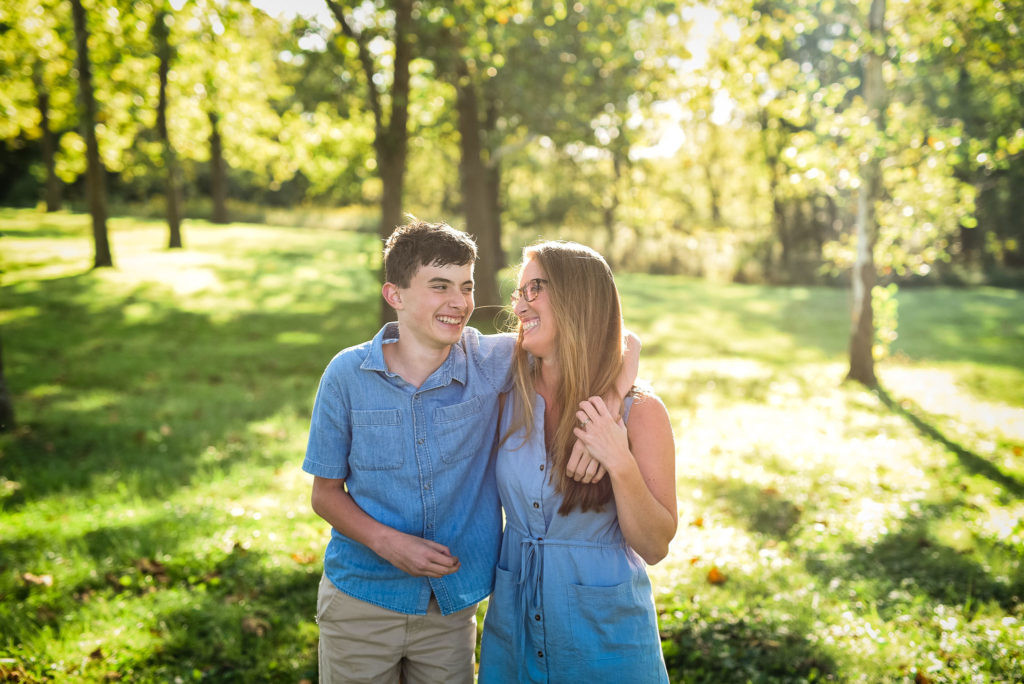 Family photo with candid moment, capturing genuine emotion