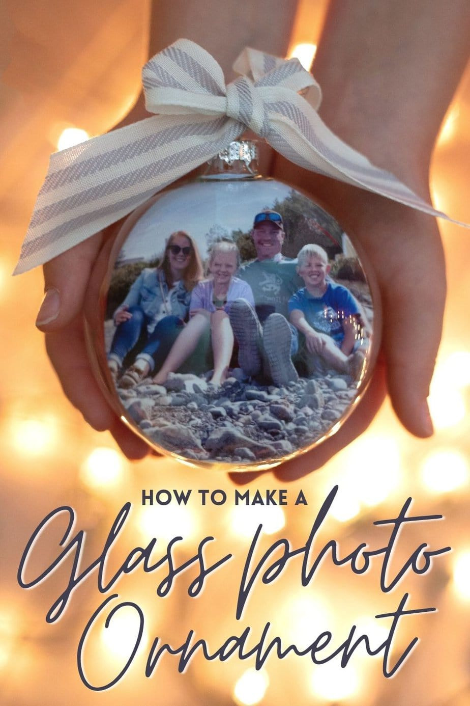 DIY photo ornaments with family pictures, showcasing how to personalize holiday decorations.