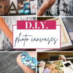 DIY photo canvases Pinterest graphic showing the finished project