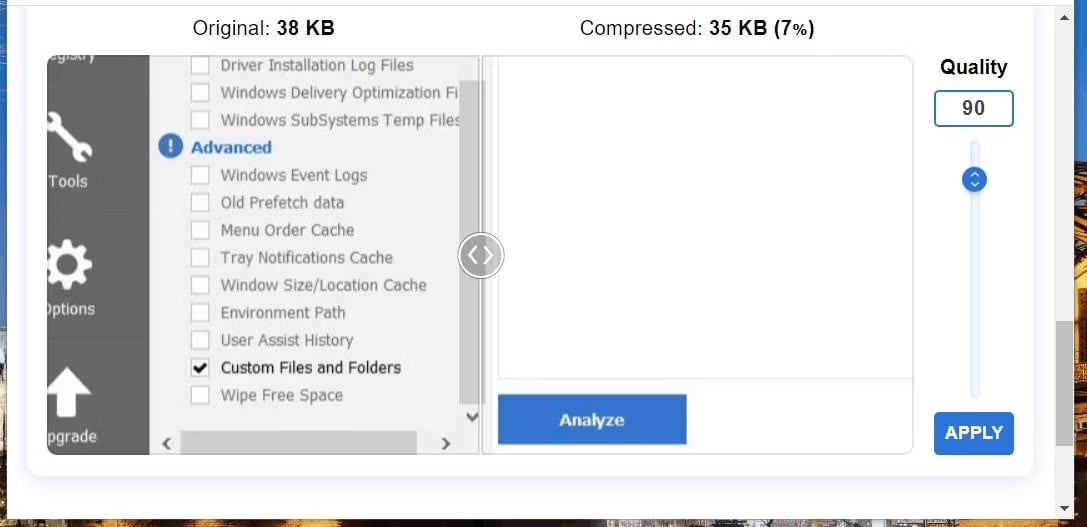 drag quality bar down 