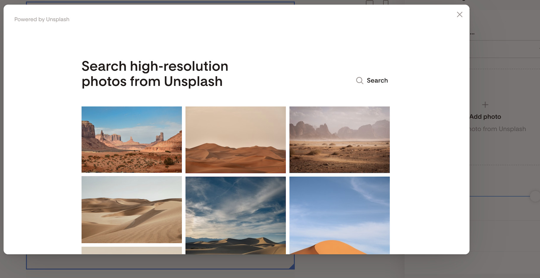 Selecting images from Unsplash directly within Flodesk