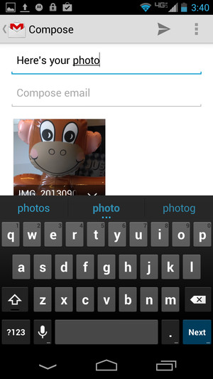 Emailing photos on Android