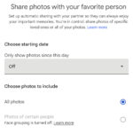 Google Photos interface displaying the partner sharing option