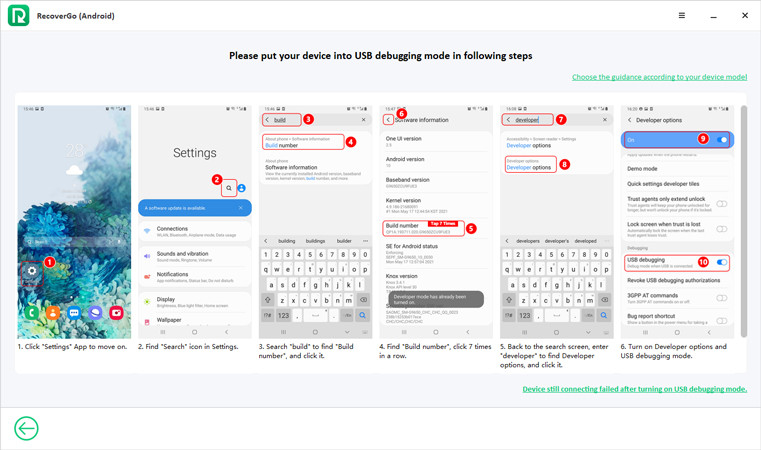 Enable USB Debugging RecoverGo Android
