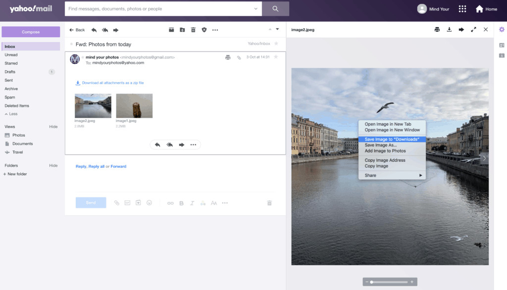 Download Photos from Yahoo Mail Email