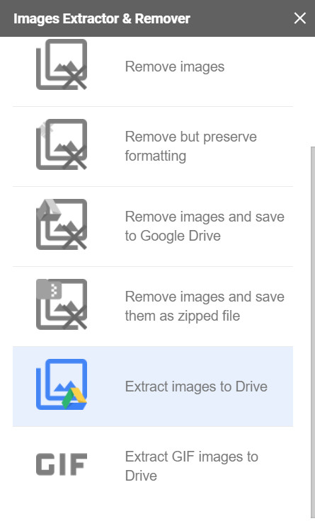Extracting Images to Google Drive Using Add-on