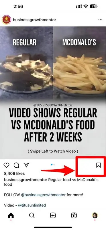 Save icon on an Instagram post