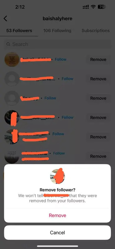 Removing followers from Instagram