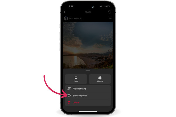 Select Show on Profile to unhide photos on Instagram