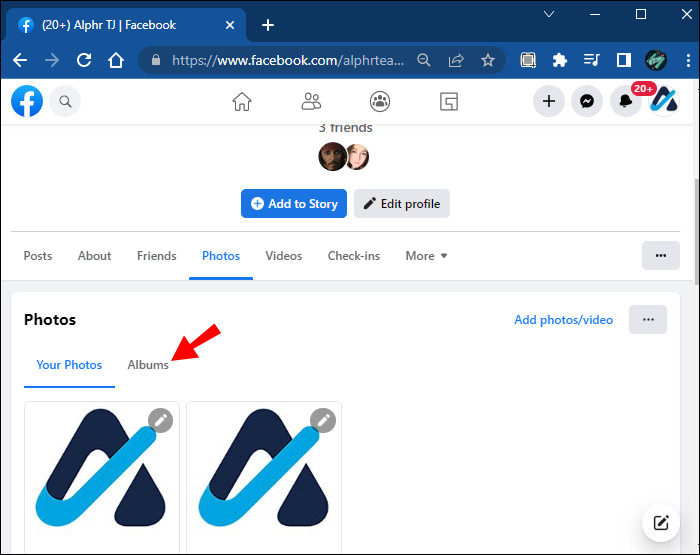 The Albums tab on Facebook