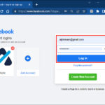 Facebook login page