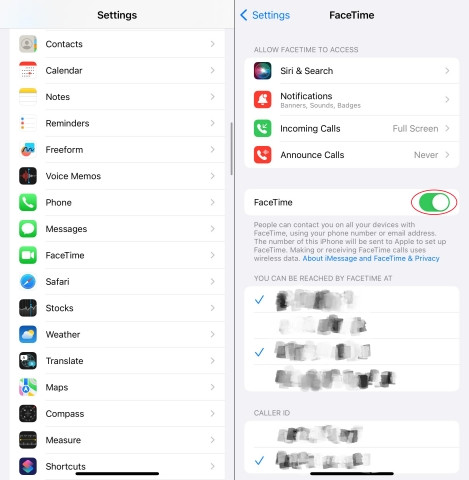 disable facetime on iphone