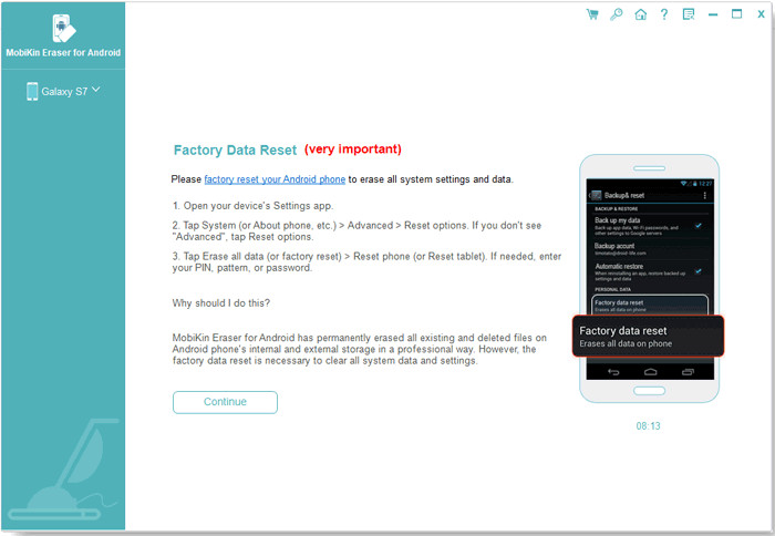 Performing a factory reset on Samsung