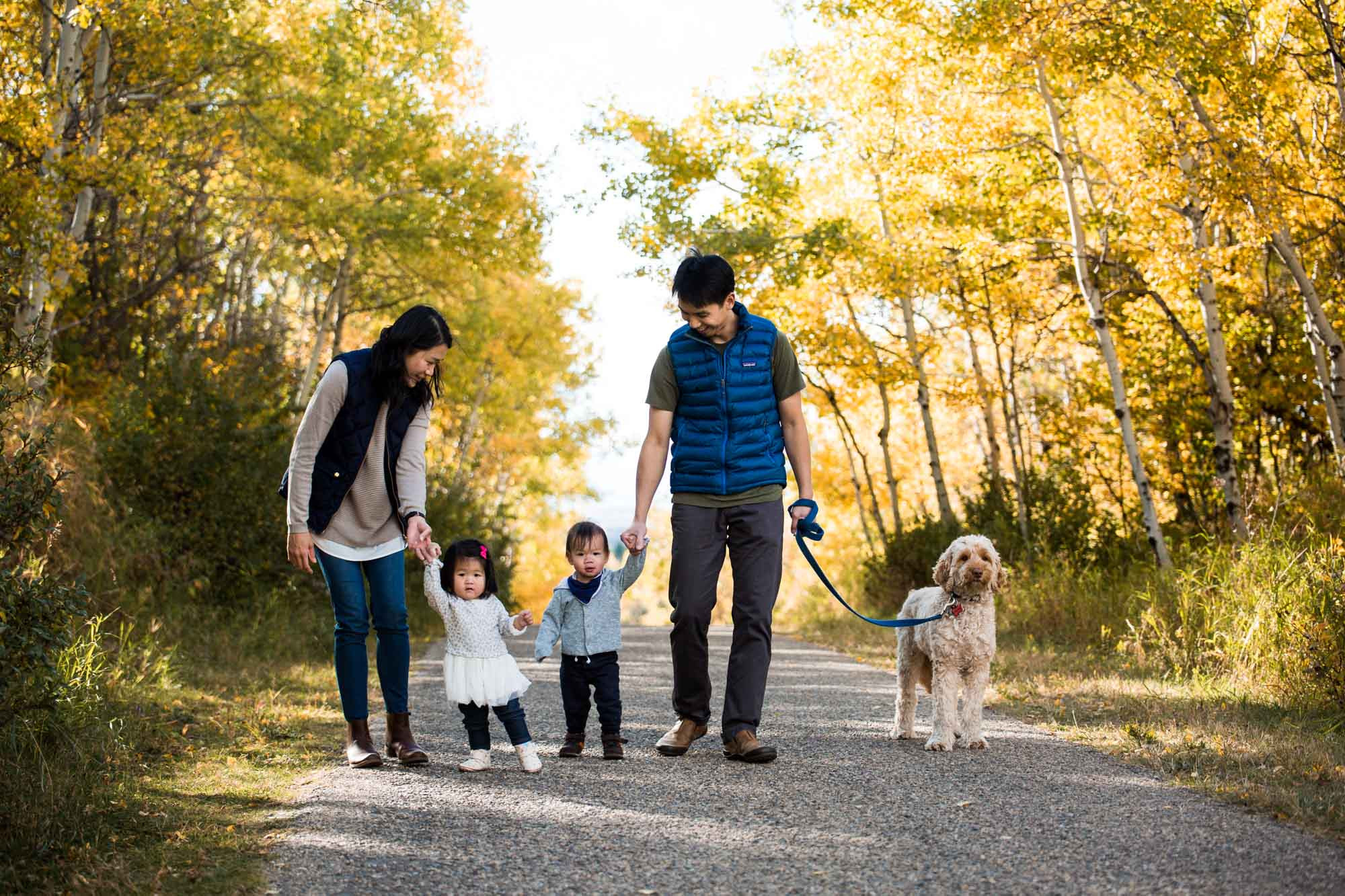 Family walking hand in hand
