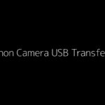 Canon camera connected to a computer via USB cable, with the file explorer window open showing the camera's storage.