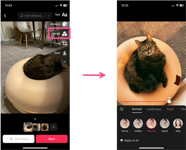Filters on TikTok