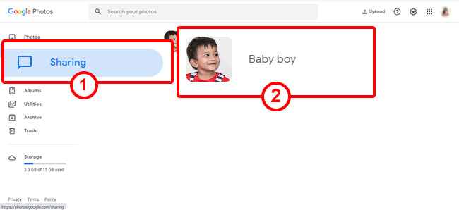 Find a Shared Album in Google Photos via Browser