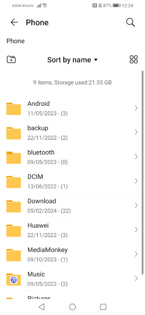 Navigating to Internal Storage on Android using the files app