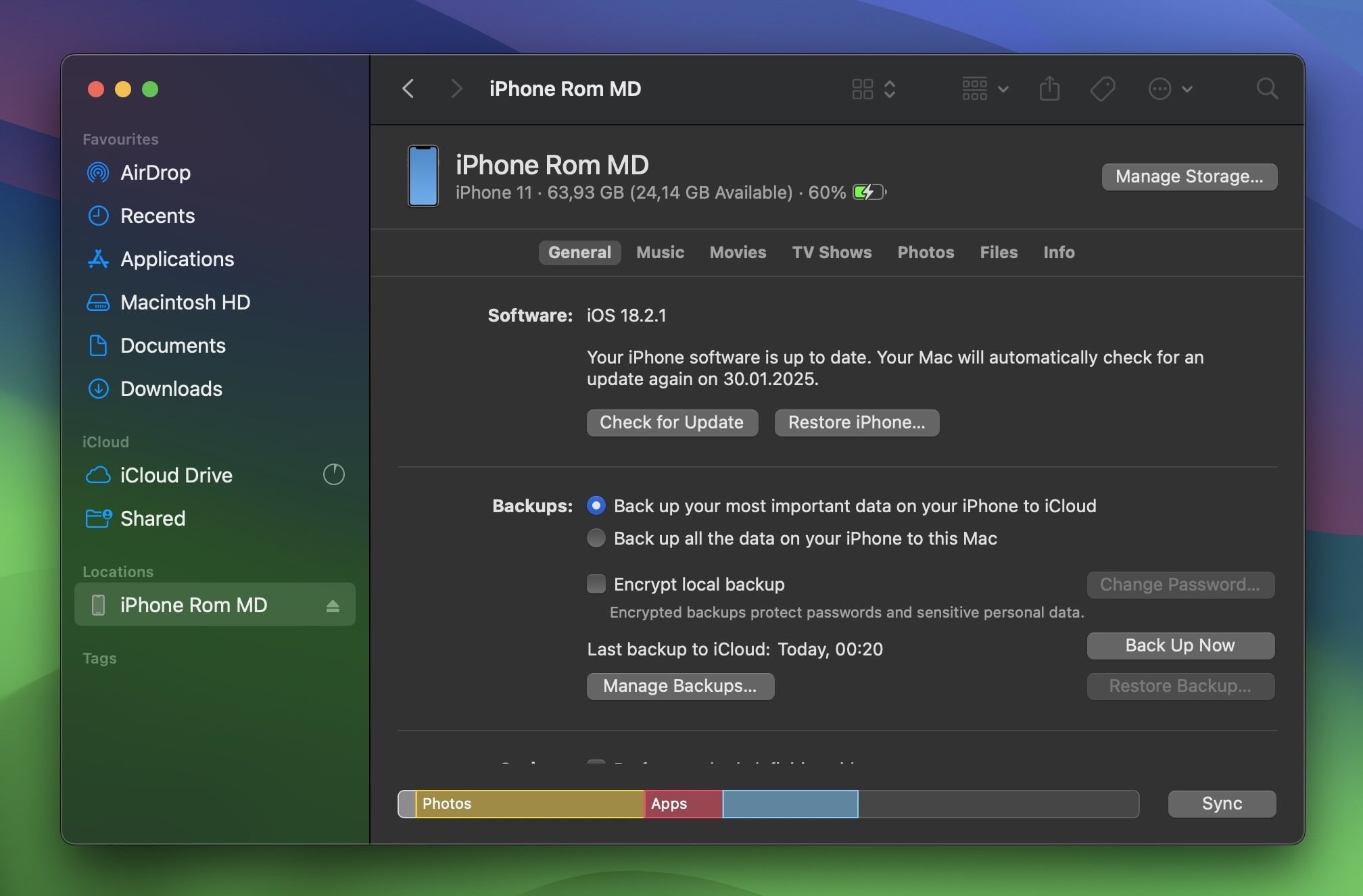 iPhone in Finder Sidebar