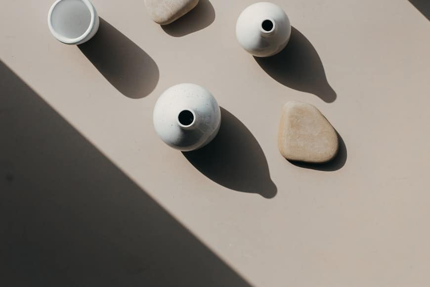 Top-down view of vases