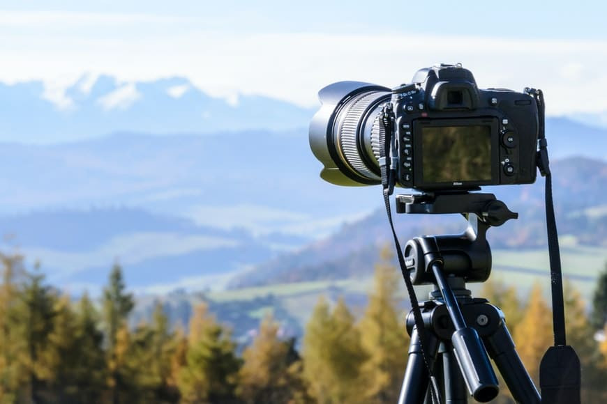 DSLR camera on tripod