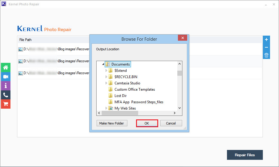 save the repaired files
