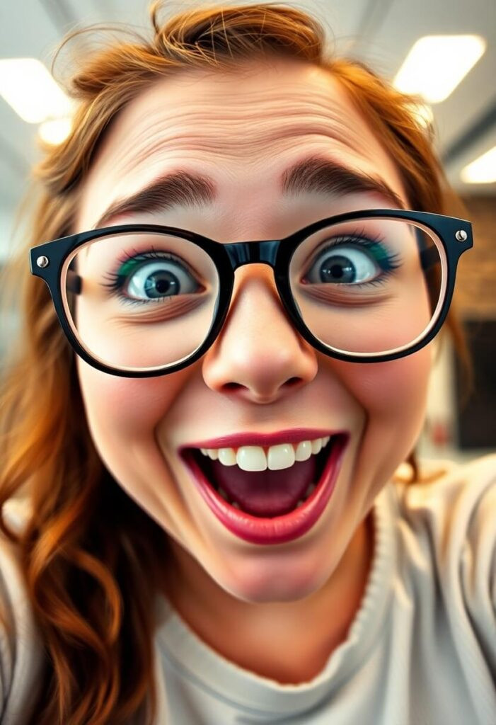 Woman wearing multiple pairs of glasses