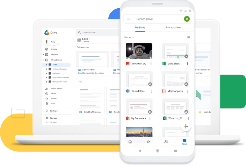 Google Drive interface showing the option to get a shareable link for a folder