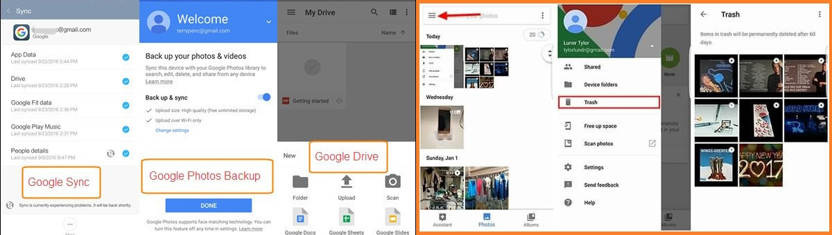 Restoring deleted photos from Google Photos