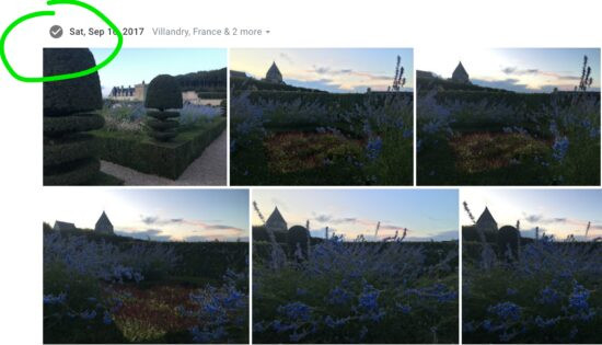 Selecting photos in Google Photos