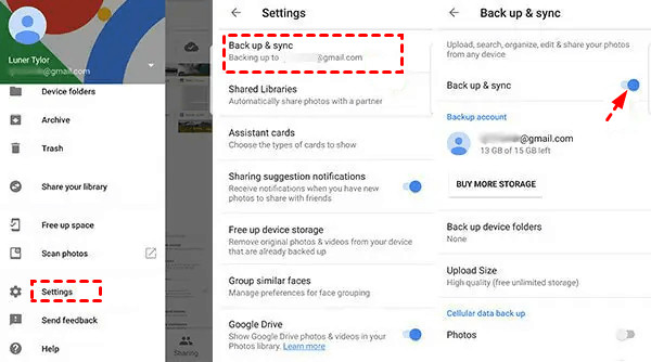 Google Photos Backup &amp; sync