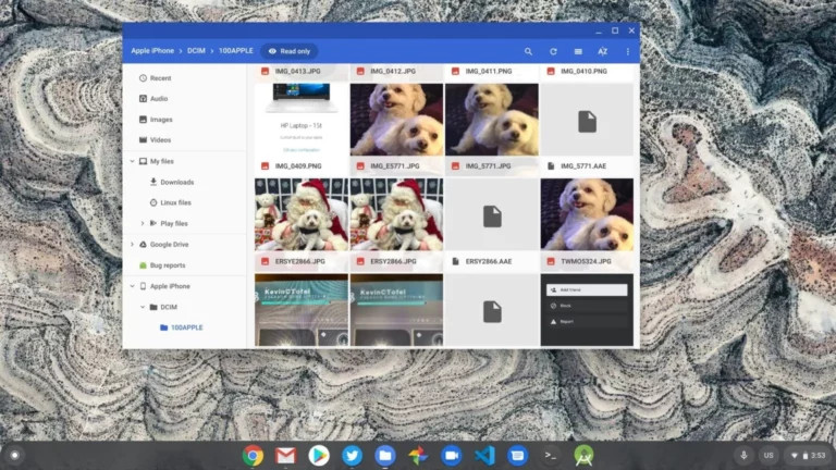 Google Photos with iPhone Connected to Chromebook