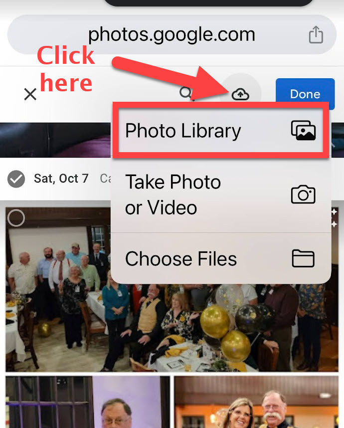 Google Photos Upload Button