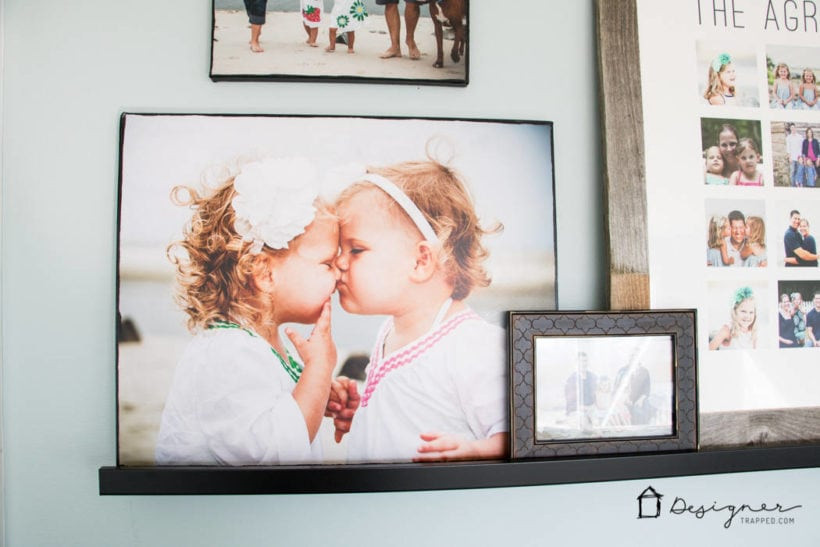 DIY photo canvas of little girls displayed as art