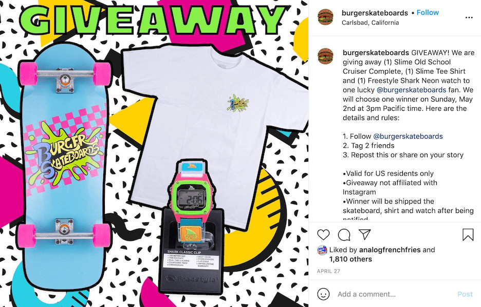 Organize your contest on Instagram by making a post that highlights the prize and what steps they need to do.