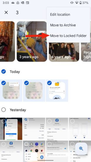 Completing the move to the locked folder in Google Photos