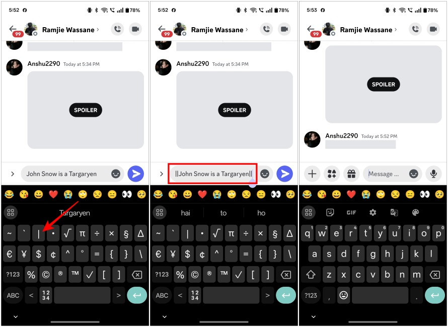 Hide Spoiler Text in Discord Mobile