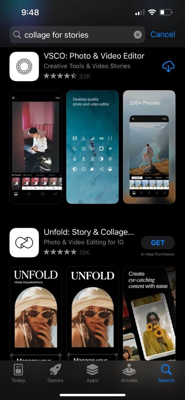 Designing an Instagram collage in Unfold