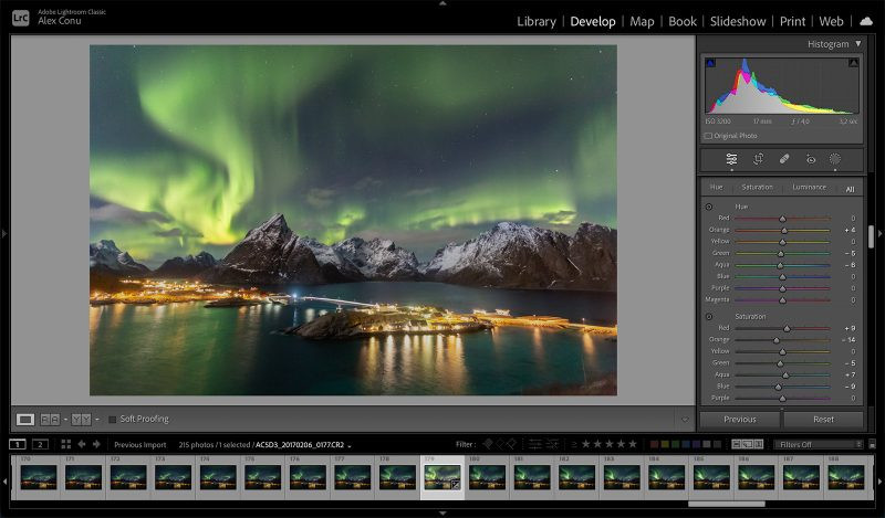 Adjusting individual colors in the HSL panel