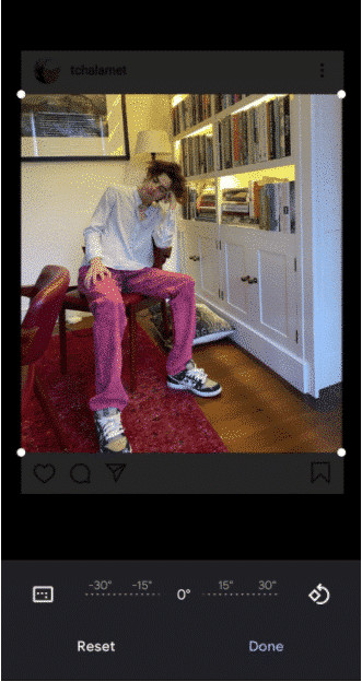 Timothee Chalamet stylish instagram post