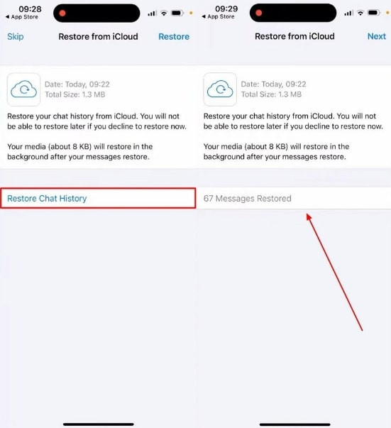 Reach the Restore Backup Screen