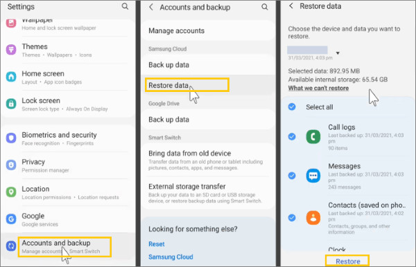 Restoring Photos from Samsung Cloud