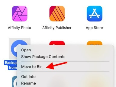 Move Backup and Sync to Trash on Mac