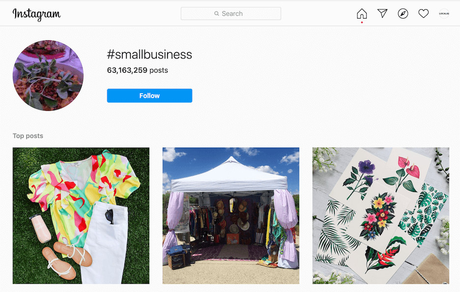 Instagram hashtag example with text "Hashtags on Instagram are keywords that are added to posts using the # symbol followed by a keyword."