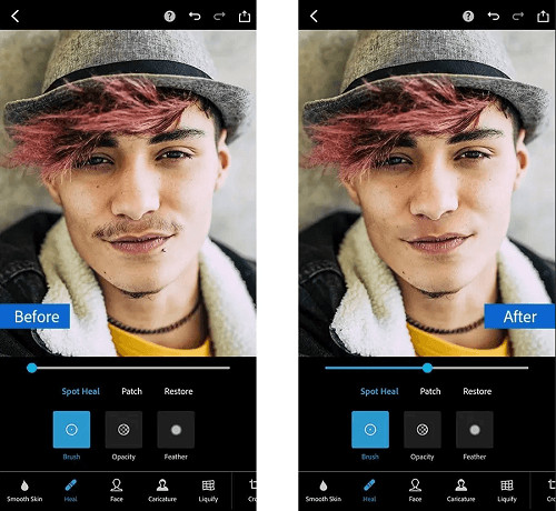 Using Photoshop Express Photo Editor to correct asymmetry