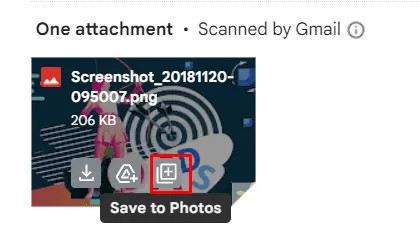 Saving a photo to Google Photos after sending to Gmail
