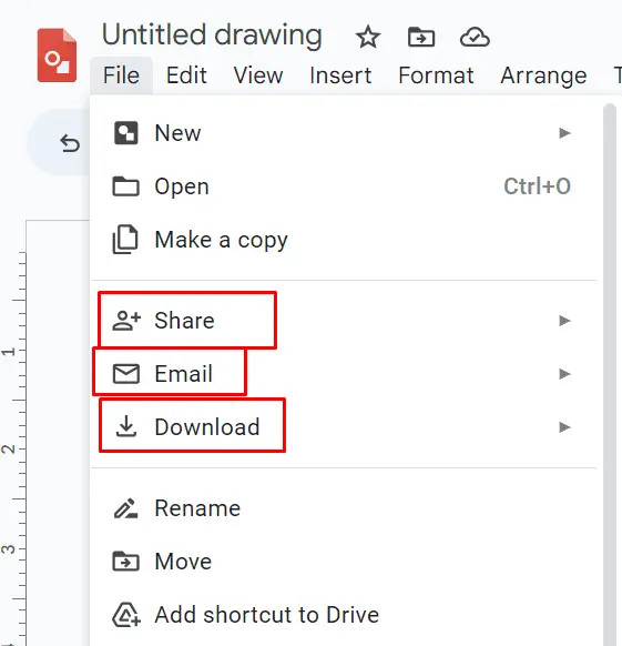 Downloading image from Google Drawings to PC or share with another user