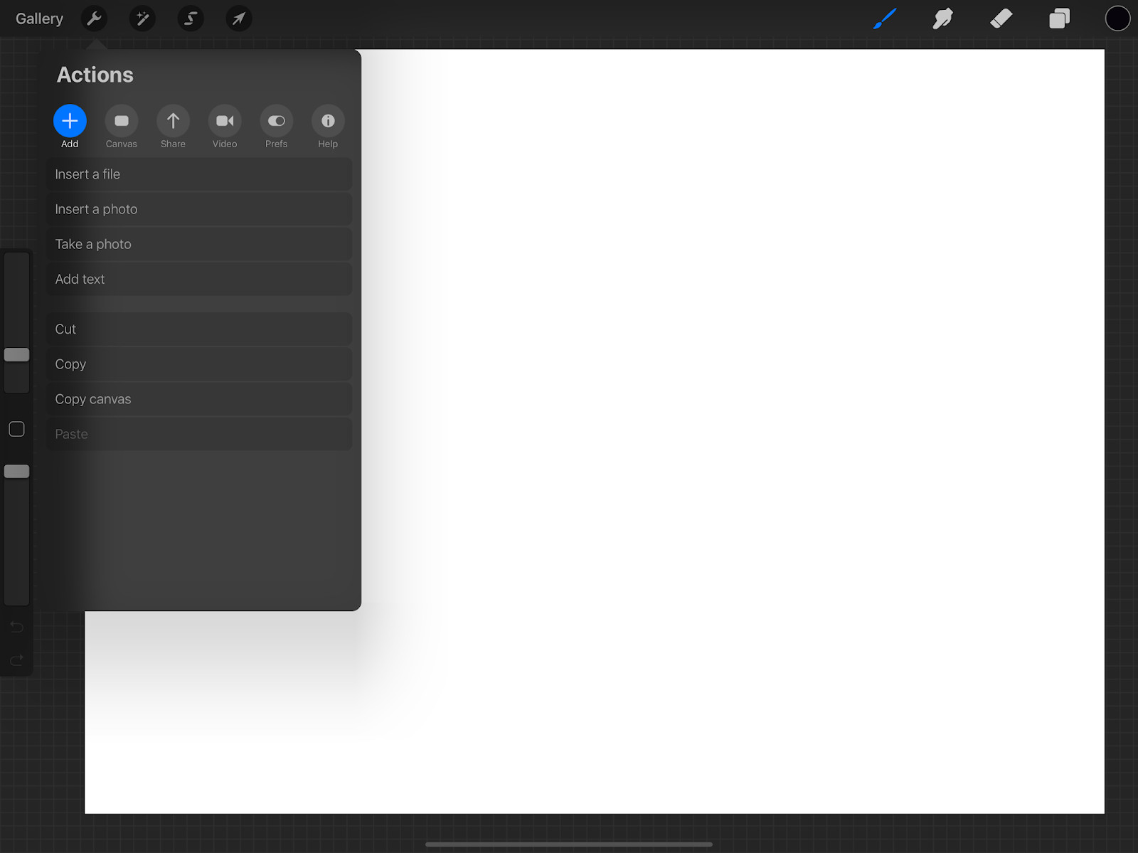 Inserting a photo into Procreate using the Actions menu for line art conversion.