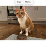 Screenshot of an iPhone displaying Visual Look Up with a cat highlighted, ready to be copied or shared, showcasing iPhone photo editing capabilities.